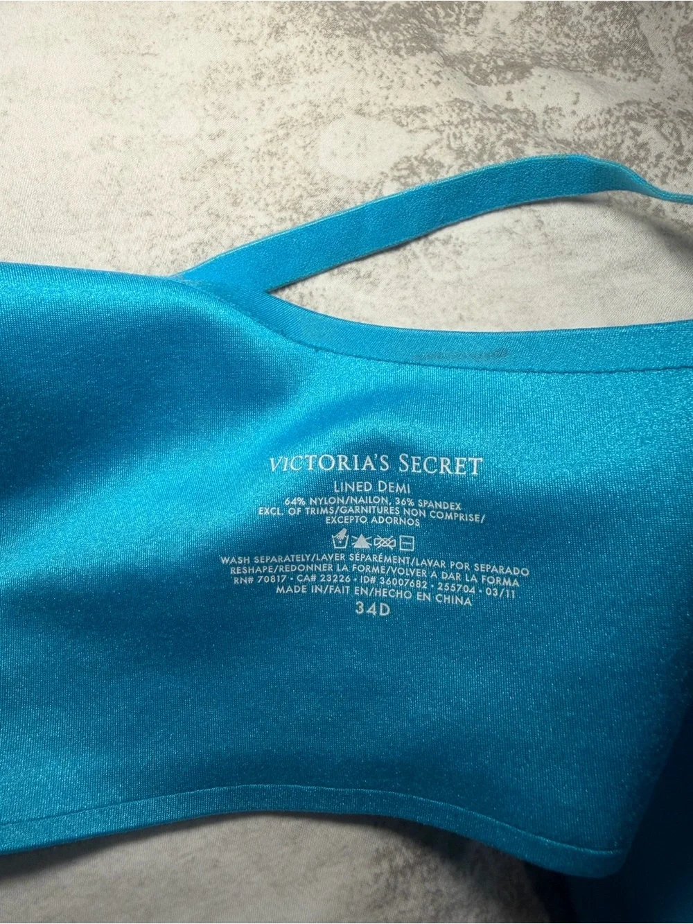 Victoria’s Secret Lined Demi Bra 34D | Turquoise Blue Smooth T-Shirt Bra
